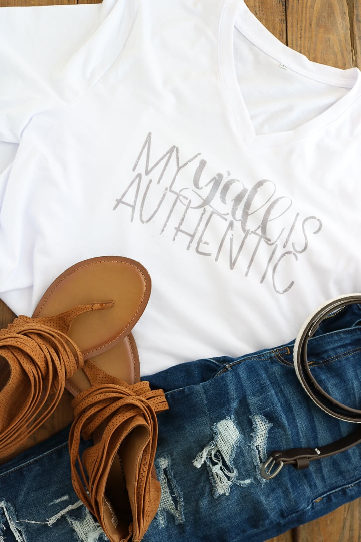 How to make a distressed-style t-shirt with Cricut infusible ink.