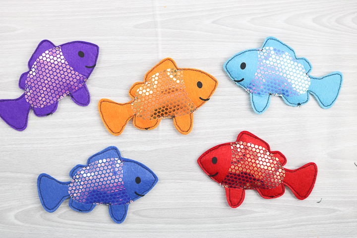 felt fish in various colors