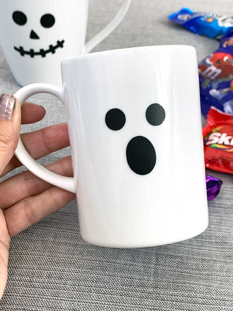 ghost face on a DIY coffee cup