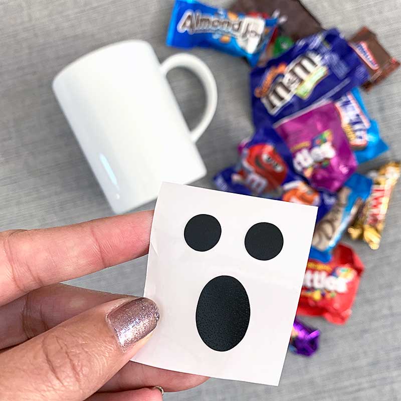 ghost face vinyl stickers cut with a Cricut