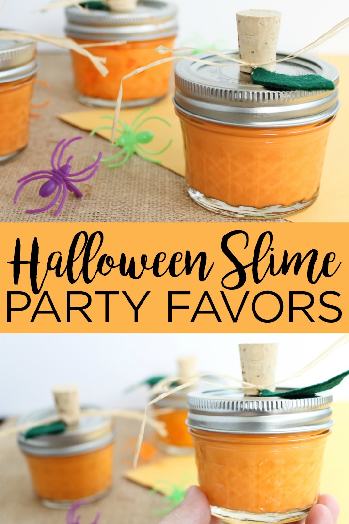 How to make Halloween slime party favors pin image