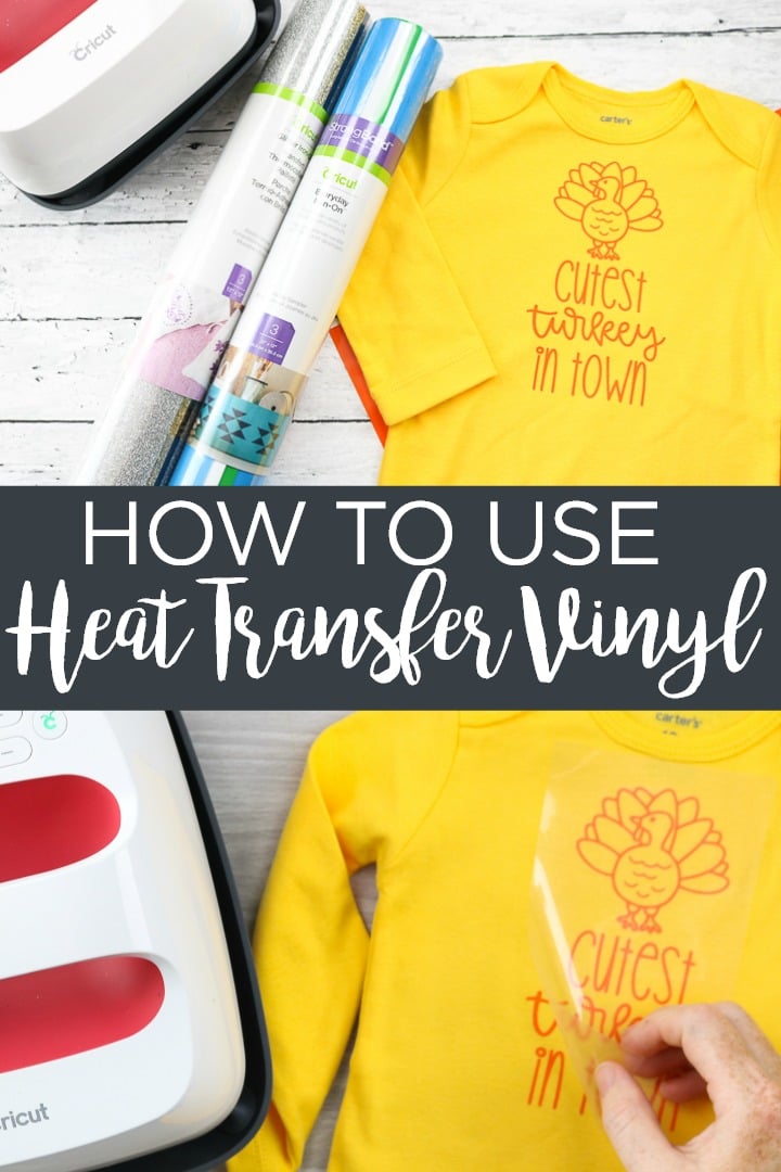 Learn how to use heat transfer vinyl on your Cricut machine. This tutorial walks you through the basics of using iron-on vinyl of any type! #cricut #cricutcreated #htv #heattransfervinyl #ironon #irononvinyl #easypress #cricuteasypress