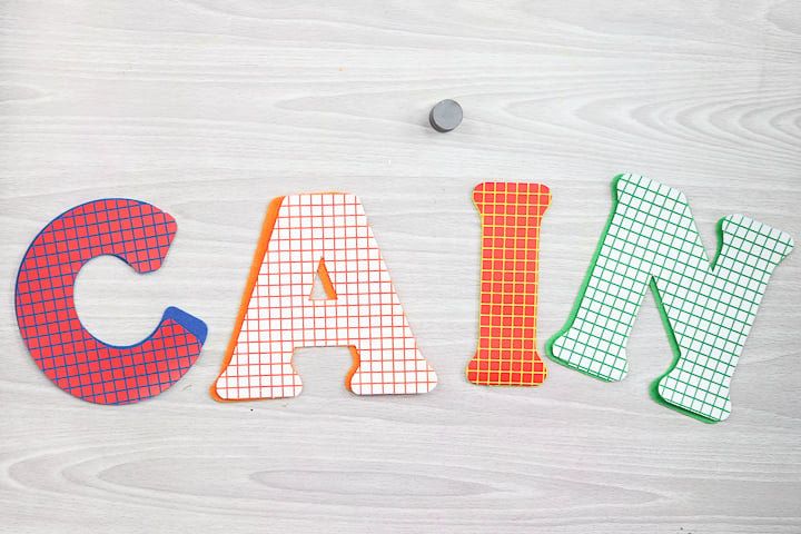 magnetic letters ready for sewing