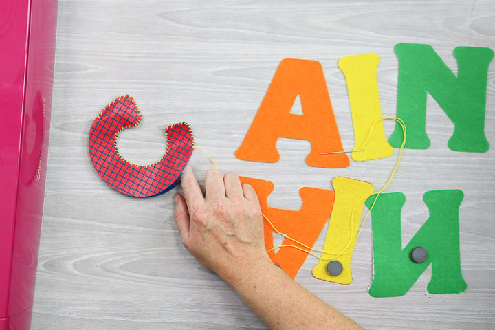 adding stuffing to felt letters