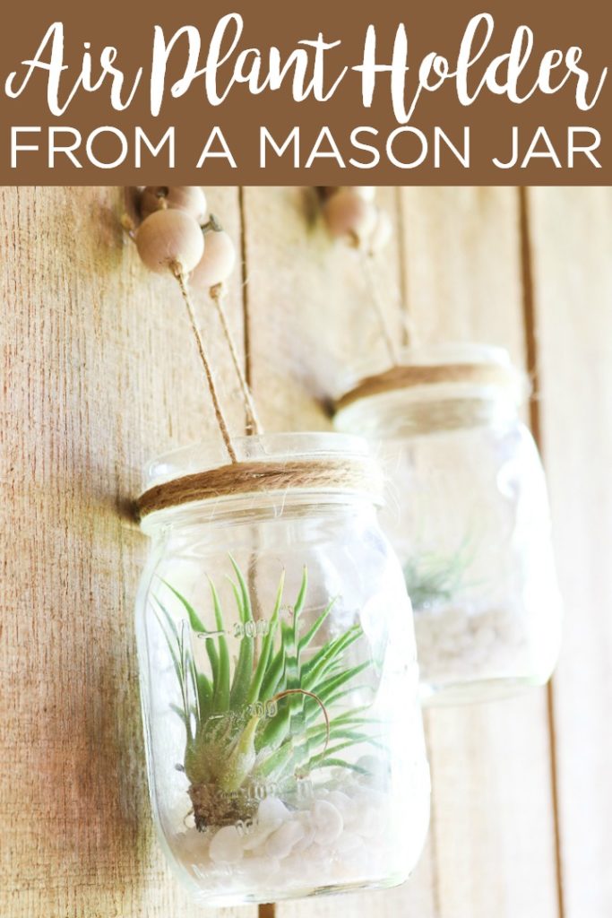 Make air plant hangers from mason jars in minutes with this easy tutorial! These will look great in your home's decor and they are perfect for any room! #airplants #masonjar #homedecor