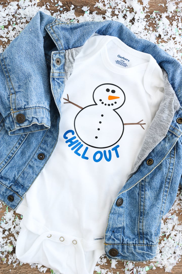 Use this free snowman svg file to create cute baby onesies!