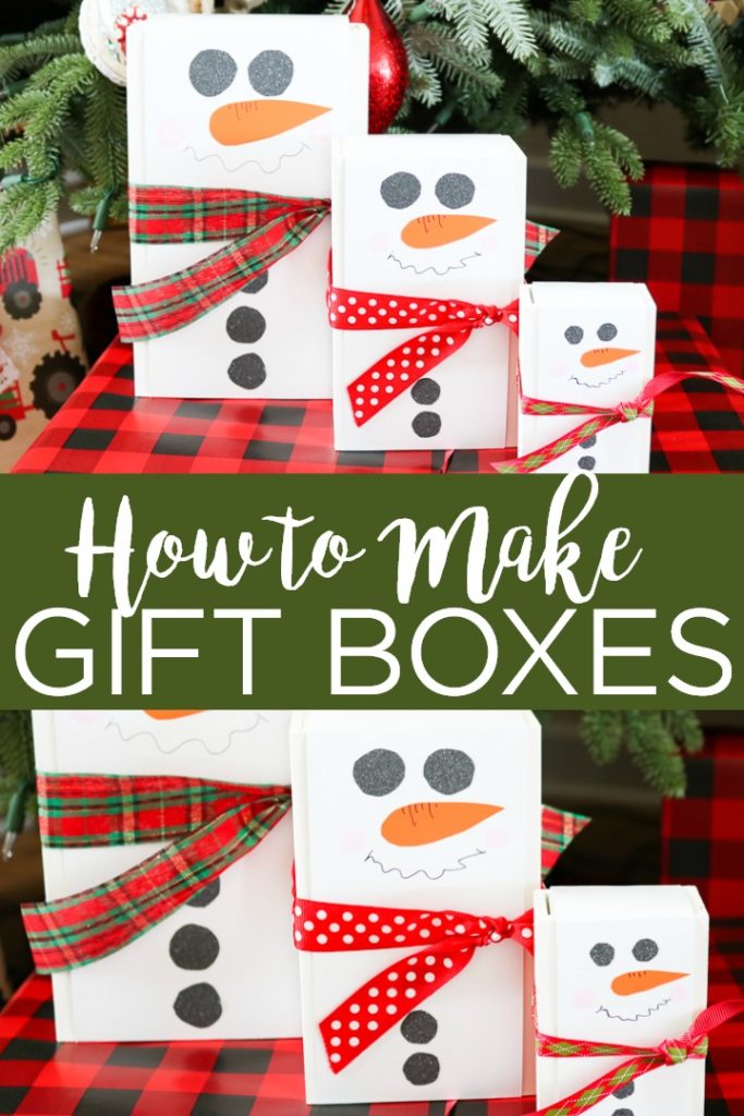 Learn how to make a DIY gift box for Christmas with these super simple instructions! Everyone will love getting a gift in a snowman themed wood box! #christmas #holidays #gift #giftidea #giftbox #wrapping #christmaswrapping #holidaywrapping #giftwrap #snowman #vinyl #plaid #ribbon #giftgiving