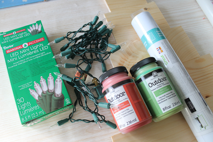 supplies to make a christmas tree sign