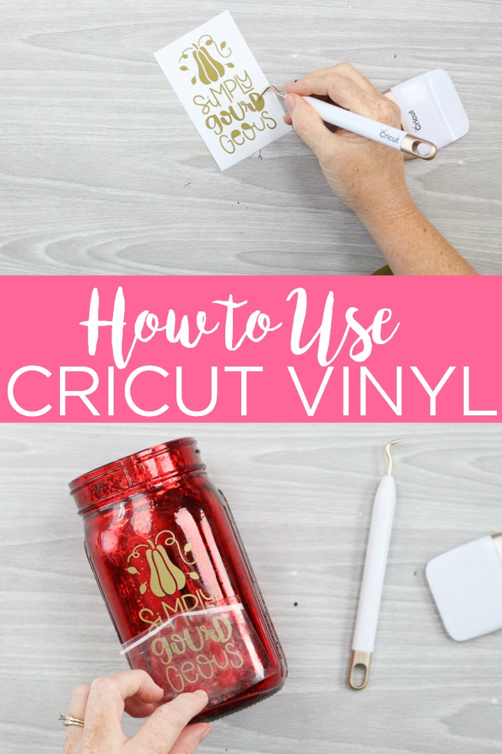 Learn how to use Cricut vinyl with this basic tutorial. Includes a video explaining how to cut, weed, and use transfer tape to apply adhesive vinyl. #cricut #cricutcreated #vinyl #cricuttutorial #cricutcrafts #cricutproject #cricutvideo #video #howto #adhesivevinyl
