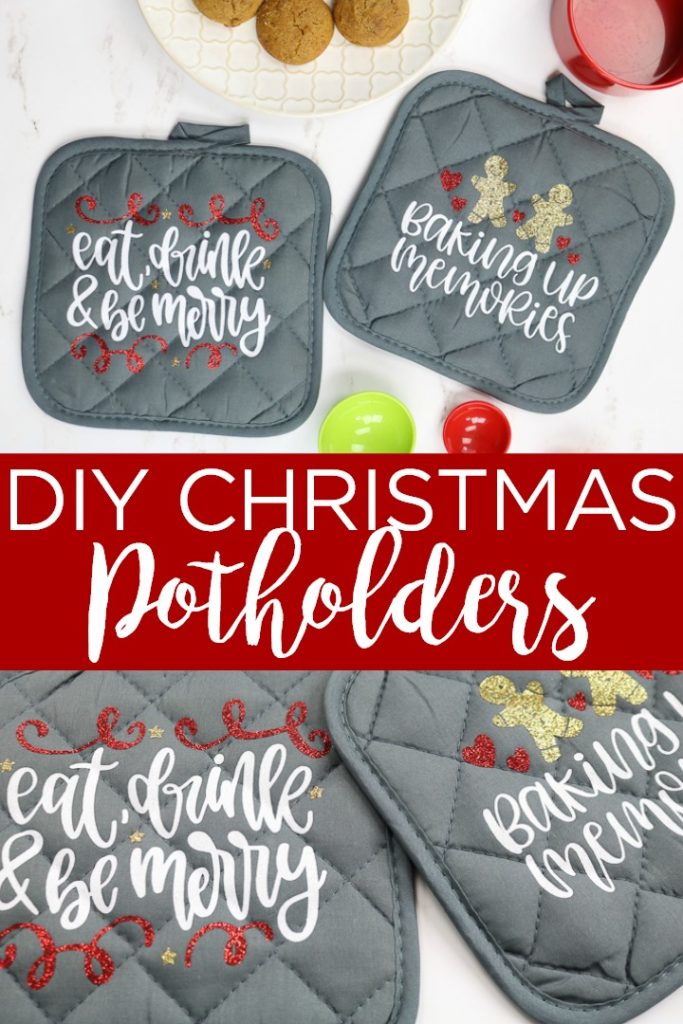 Learn how to make DIY Christmas potholders with a Cricut machine! This easy idea is perfect for Christmas gifts and decorating your own kitchen! #cricut #cricucreated #cricutproject #cricutchristmas #christmas #holidays #giftidea #gift #christmasgift #potholder #cutfile #cricutgift