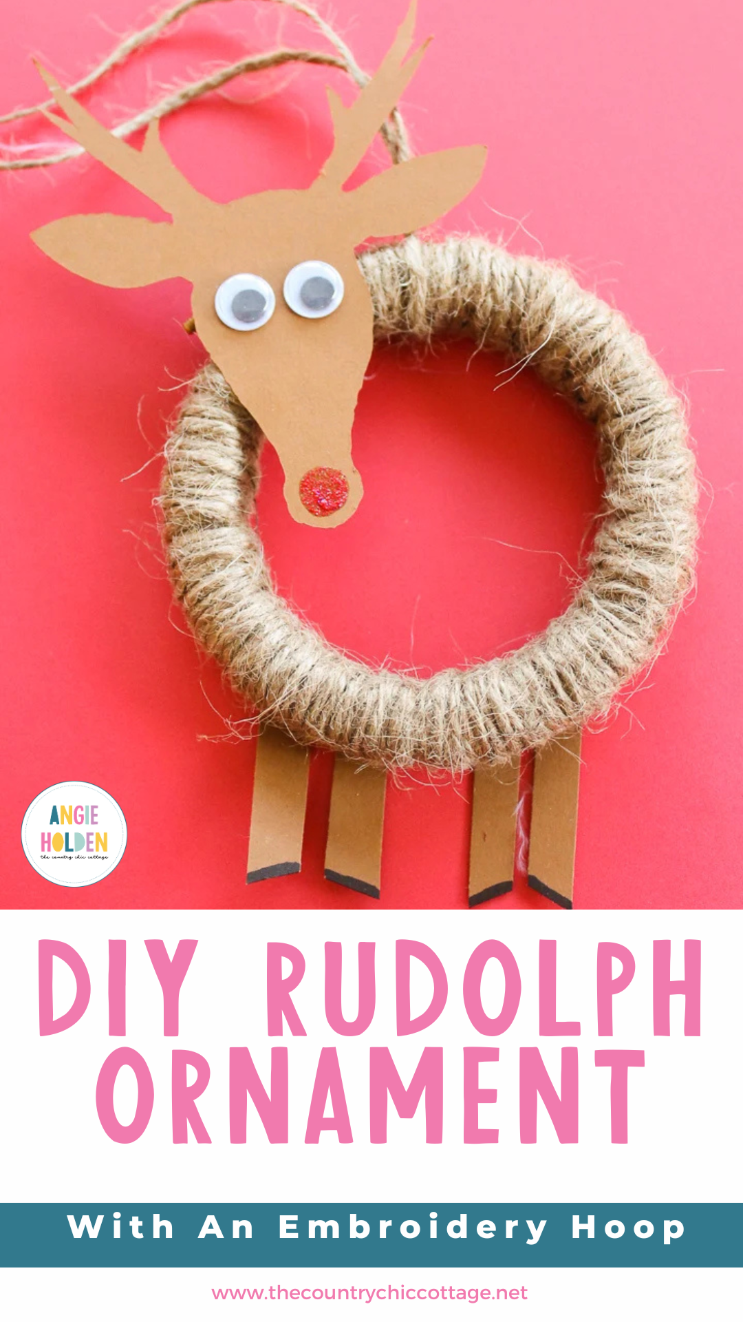 DIY Rudolph Ornament (With An Embroidery Hoop) - Angie Holden The ...