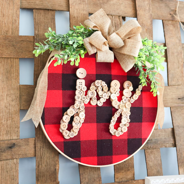 Embroidery Hoop Craft with Christmas Wreath Material