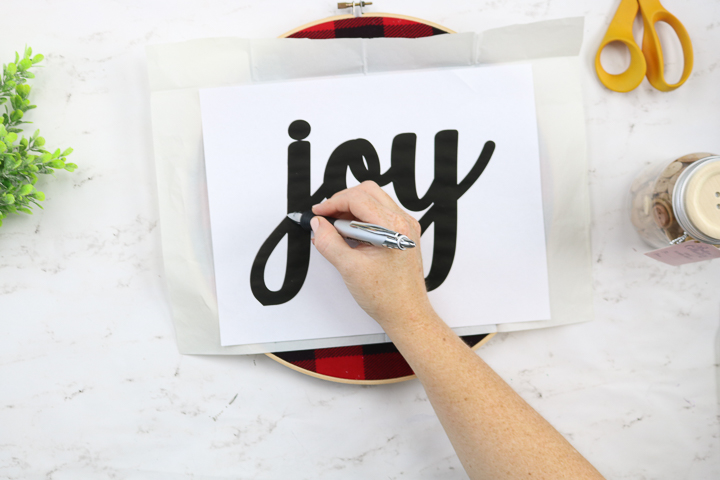 adding the word joy to fabric