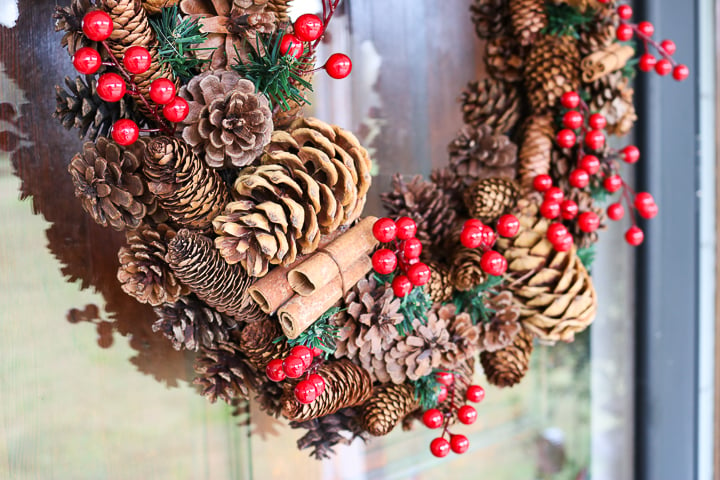 pinecones on a wreath
