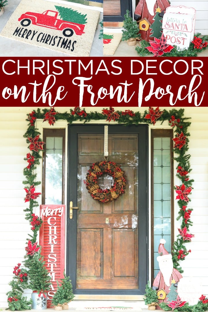 front porch christmas decor pin image