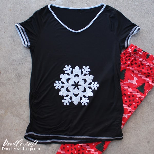 glitter snowflake maternity shirt diy