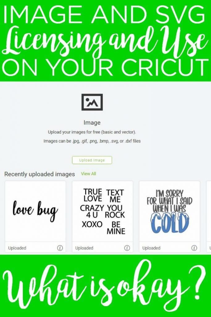 We have everything you need to know about image and SVG licensing and your Cricut. Protect yourself and your business by following copyright laws when uploading images on your machine. #cricut #cricutcreated #licensing #copyright #uploading #crafts #crafting #diy