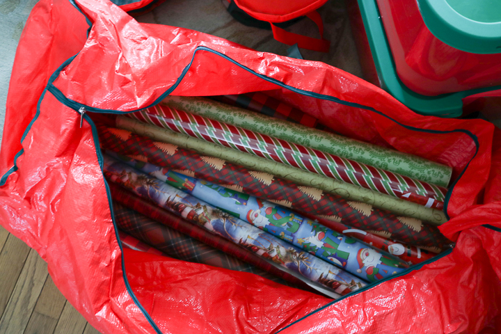 how to store christmas wrap