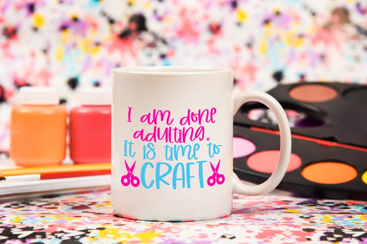 Use this free Crafter SVG file to make a fun crafter mug.