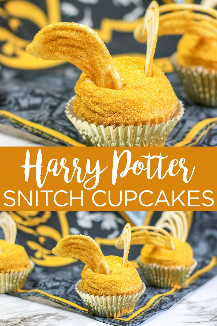 Make these Harry Potter cupcakes that look like a snitch for your next party! These are easy to make and your guests will love them! #harrypotter #snitch #cupcakes #dessert #yum #food #foodie #party #birthday #birthdayparty #harrypotterparty