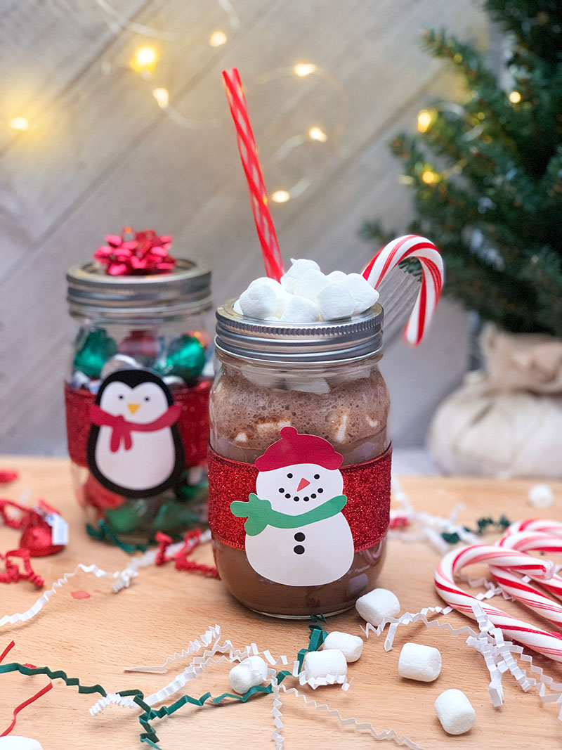 peppermint hot cocoa in a decorated jar recipe