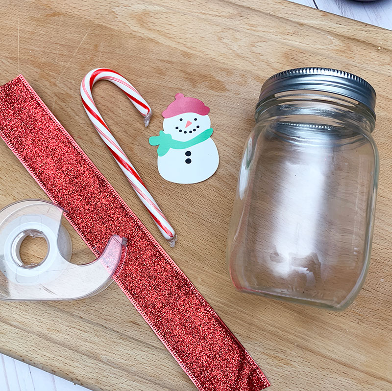 supplies needed for snowman mason jars