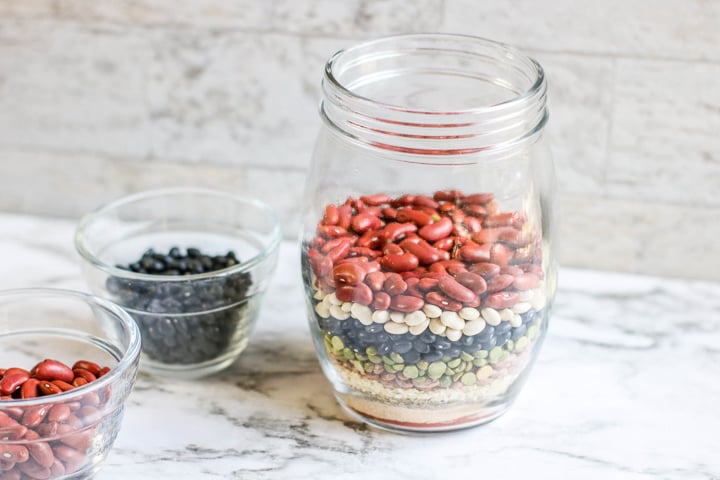 layering beans in a jar