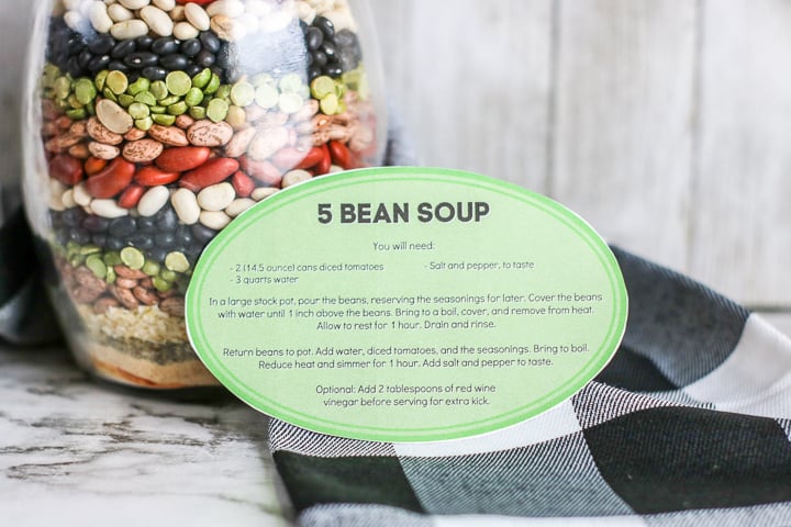 5 bean soup gift tag