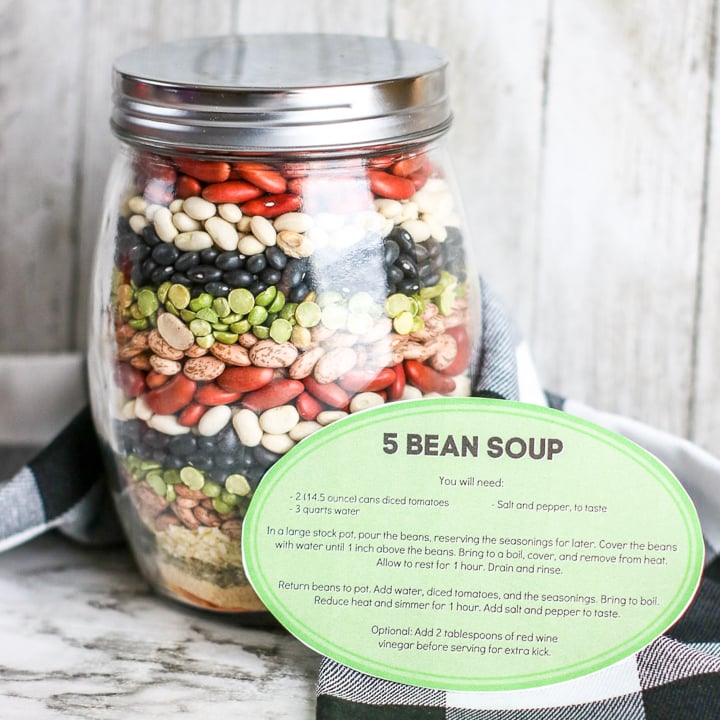 five bean soup gift in a jar