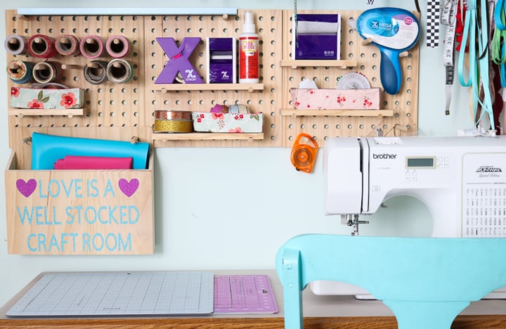 Using pegboards to organize your crafting space is a great way to get creative while organizing