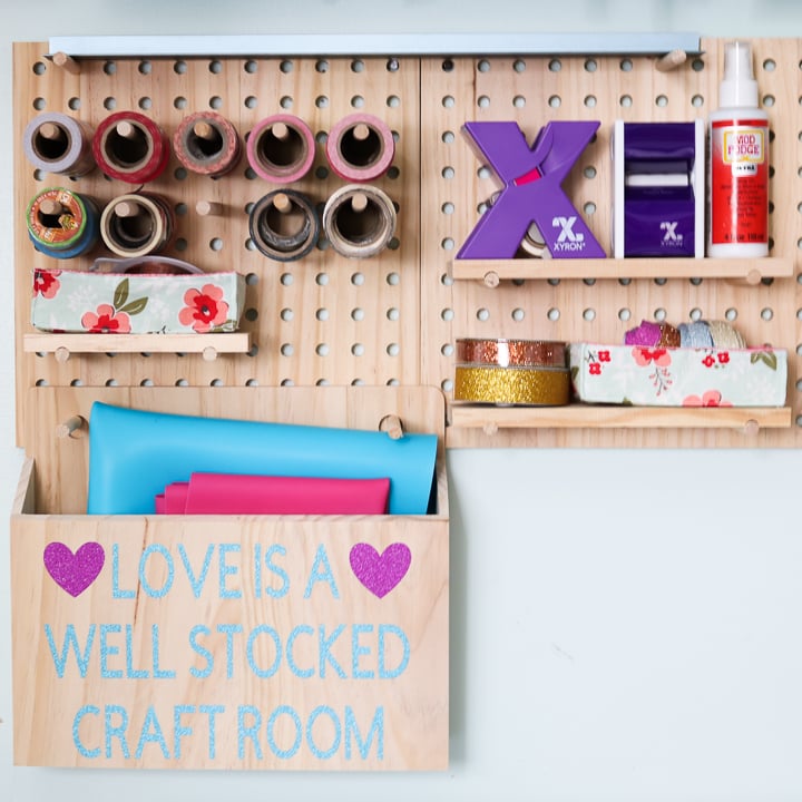 How to organize your craft room supplies using pegboards