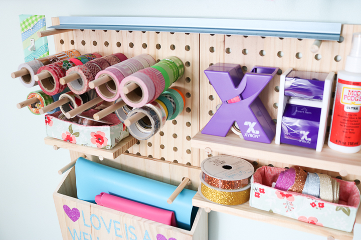 These creative craft room pegboards are a great way to organize all your crafting supplies