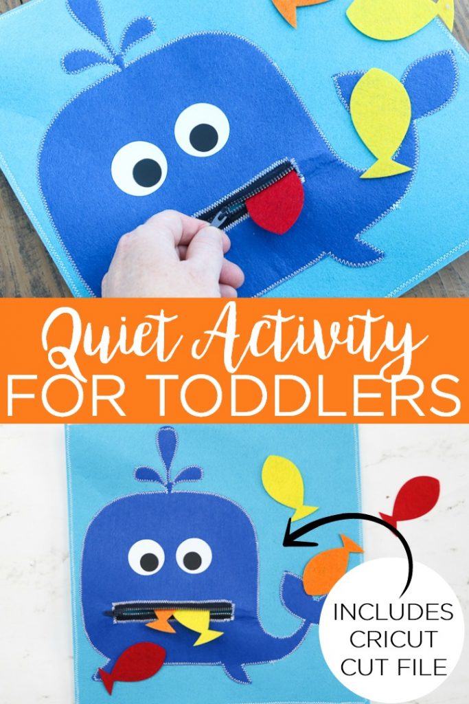 Grab your Cricut and make this quiet activity for toddlers! This whale and fish themed game is perfect for keeping little hands busy and quiet. #cricut #cricutcreated #whale #fish #toddlers #kids #game #toy #handmade #giftidea #cricutlove #cricutexplore #cricutmaker #felt #cricutexploreair #explore #exploreair #maker