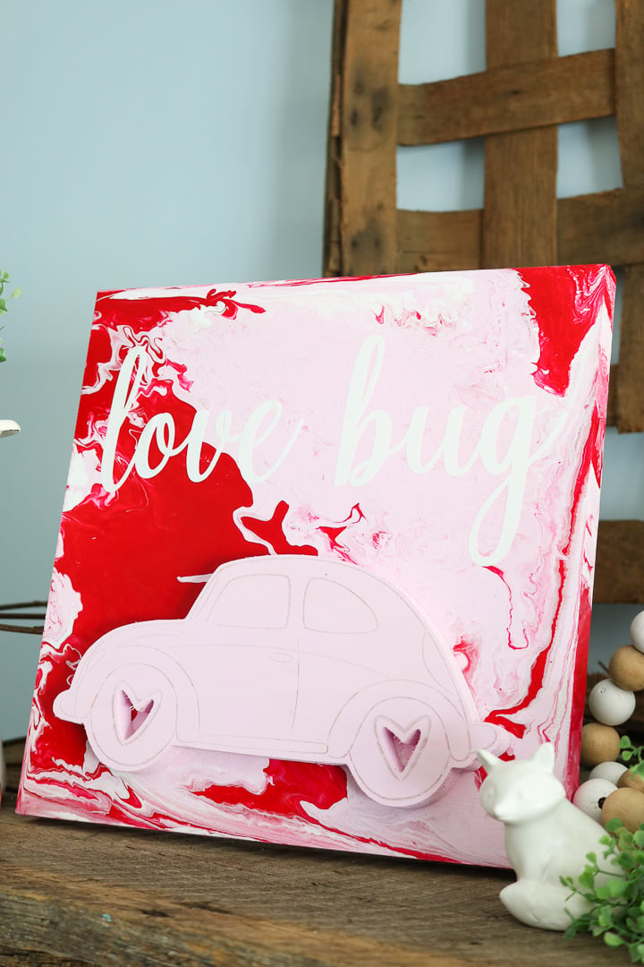 marbled valentine's day sign