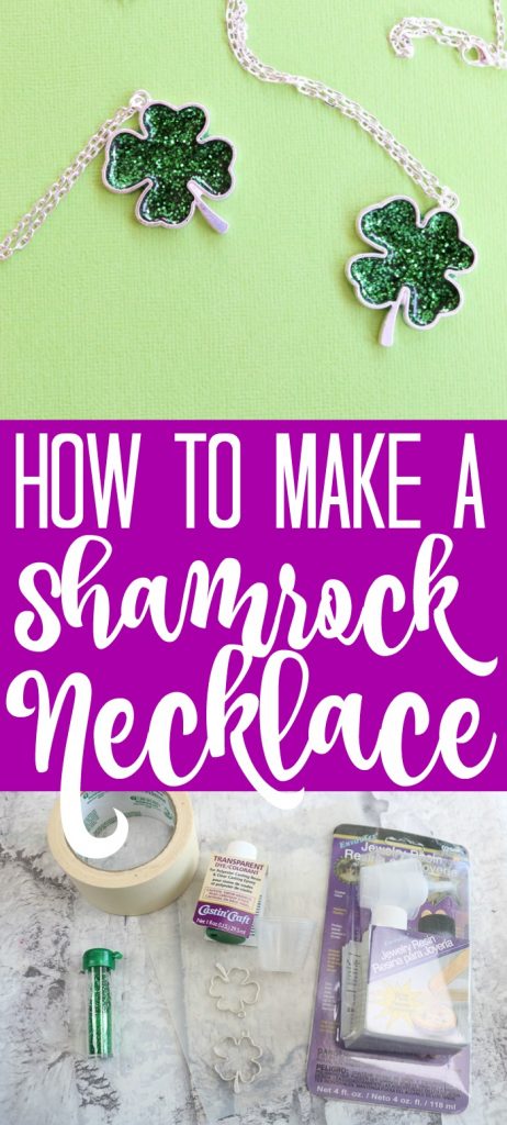 Make this DIY St. Patrick's Day necklace easily! This green shamrock made from resin will be perfect hanging around your neck! #stpatricksday #saintpatricks #shamrock #clover #4leafclover #green