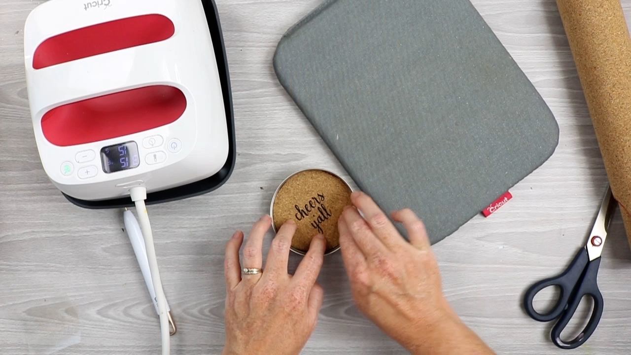 adding cork to coaster