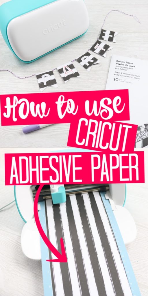 Learn how to use Cricut adhesive backed paper on the Cricut joy to make a party banner! This new Cricut material is perfect for paper crafters! #cricut #cricutjoy #cricutcreated #cricutprojects #party #partyideas #partybanner #papercrafts