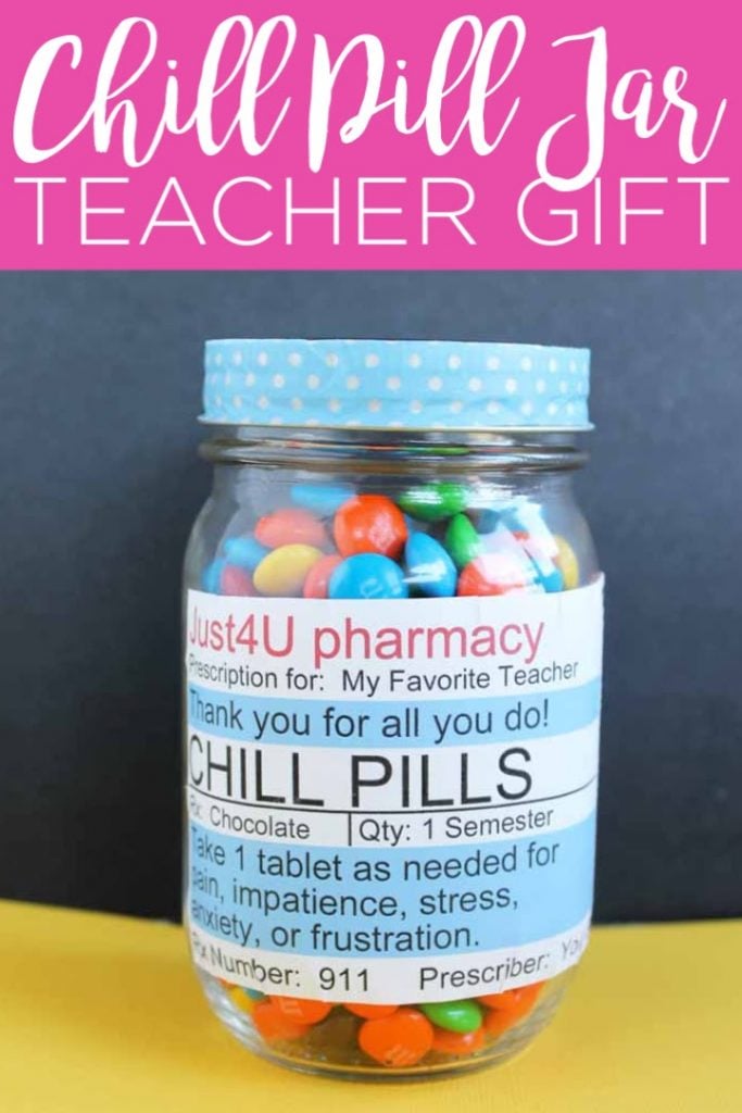 Teacher Thank You Gift Chill Pill Jar The Country Chic Cottage