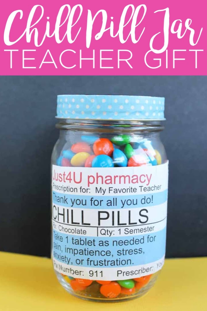 Teacher Thank You Gift Chill Pill Jar The Country Chic Cottage