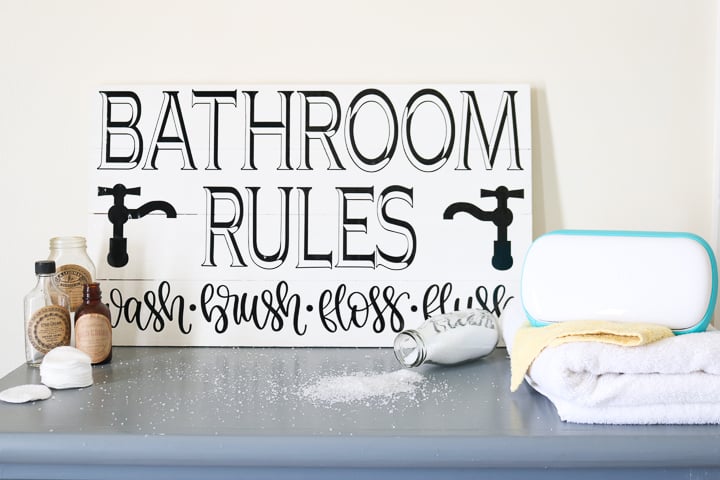 bathroom rules sign