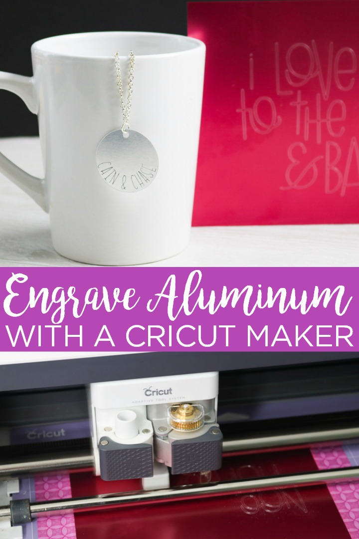 Learn how to engrave aluminum with a Cricut Maker and the engraving tip! It is so much easier than you think which means you will be making custom gifts in minutes! #cricut #cricutmaker #cricutcreated #engrave #aluminum #jewelry #custom #personalized #gift #giftidea