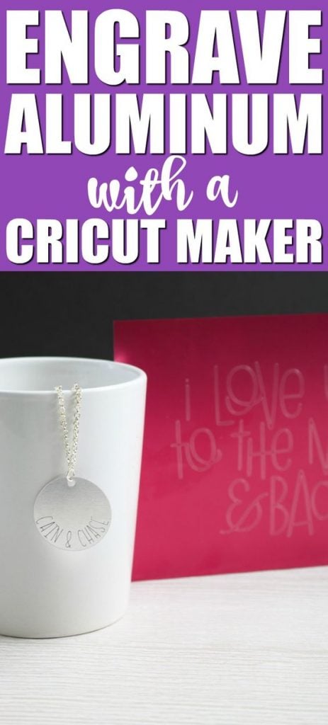 Learn how to engrave aluminum with a Cricut Maker and the engraving tip! It is so much easier than you think which means you will be making custom gifts in minutes! #cricut #cricutmaker #cricutcreated #engrave #aluminum #jewelry #custom #personalized #gift #giftidea
