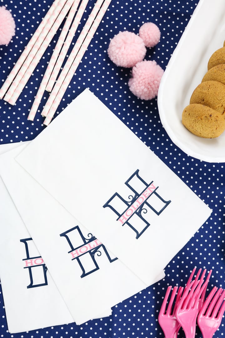 custom napkins with heat transfer vinyl