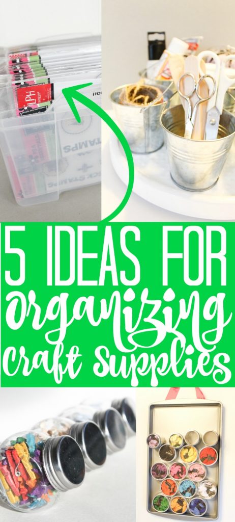 We have ideas to help you organize craft supplies around your home! These easy and inexpensive ideas will leave you more organized and ready to tackle those craft projects! #crafts #diy #organize #organization #lazysusan #file #labels #crafting #crafter #craftroom