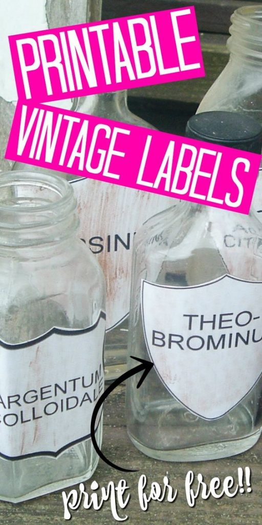 Add these free printable vintage labels to your home! Print then add to the front of bottles for some gorgeous apothecary jars in minutes that won't cost you an arm and a leg! #vintage #farmhouse #farmhousestyle #printable #freeprintable #apothecary #labels #bottles #jars