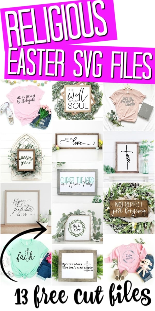 Download these 13 free religious Easter SVG files for your Cricut crafts! These files are perfect for shirts, signs, and so much more! #svg #freesvg #cutfiles #cricut #cricutcreated #easter #religious