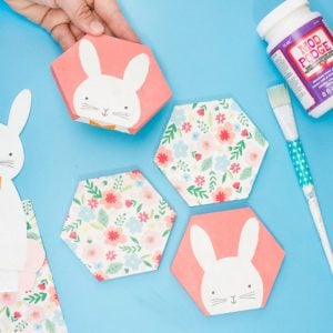 easter bunny decoupage coasters