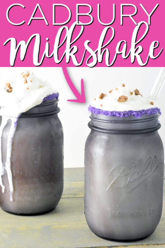 Make this Cadbury milkshake recipe this Easter! Everyone will love the taste of mini Cadbury eggs with ice cream in a delectable drink that can be served in a mason jar! #cadbury #easter #spring #milkshake #recipe #dessert