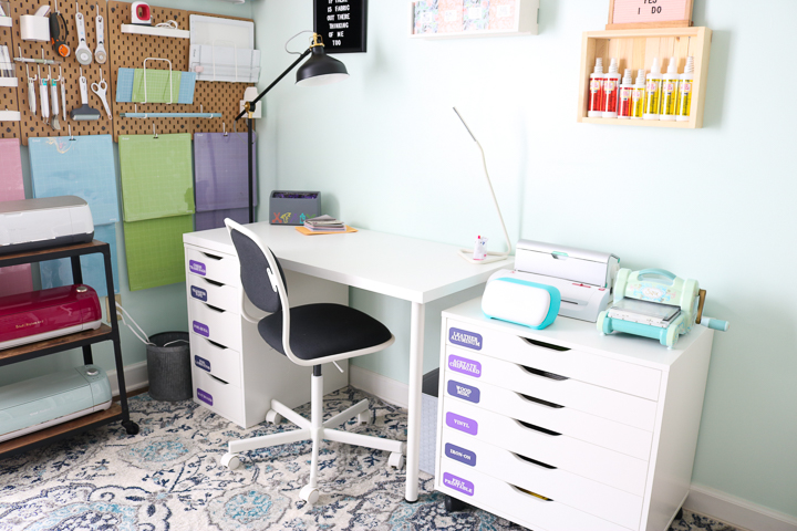 Cricut craft room and desk setup with all products from ikea!