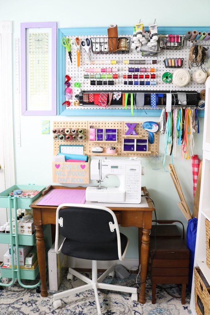 craft room pegboard storage